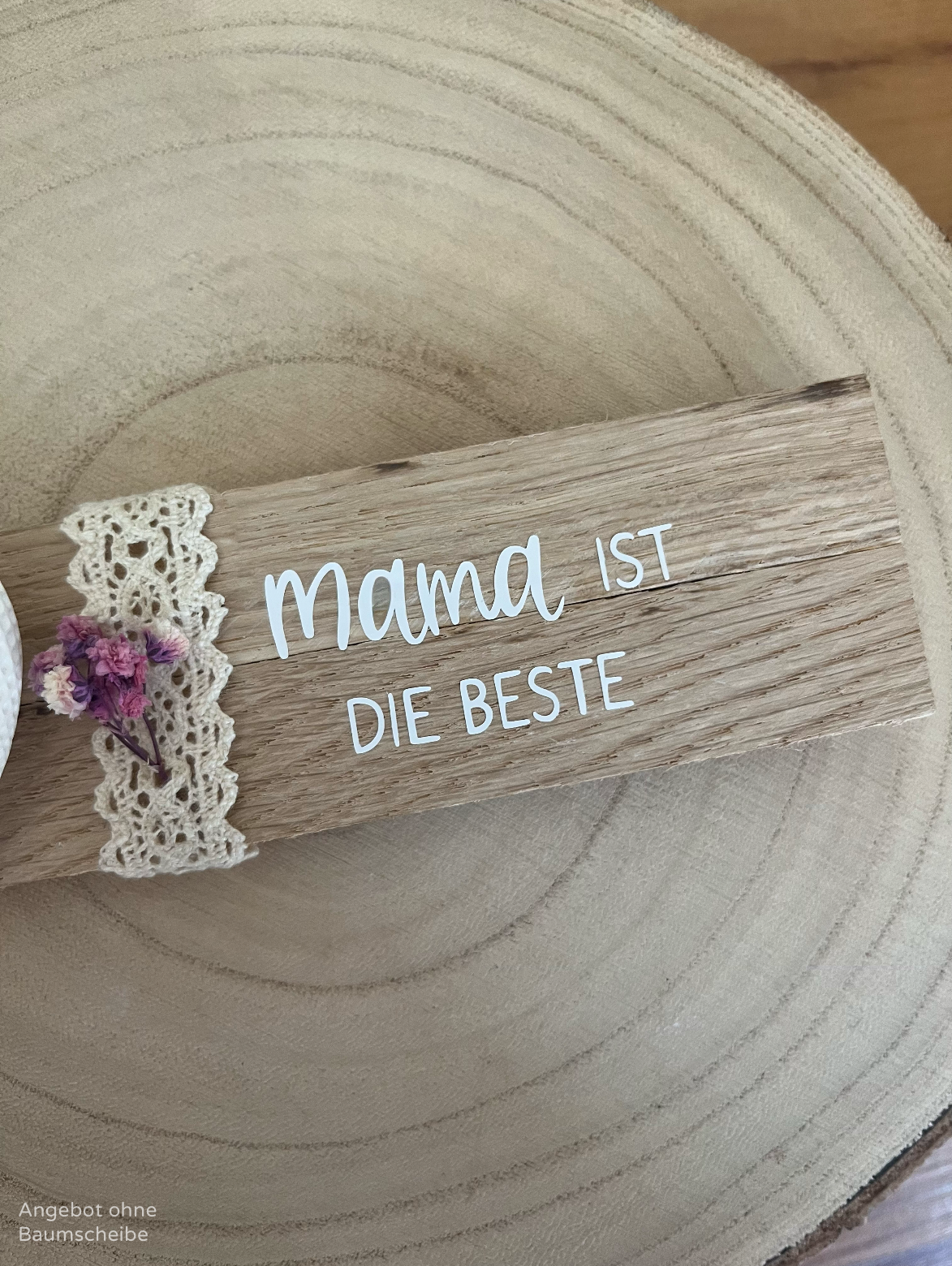 Rautenherz klein mit Klötzchenleiste, Dekorband und Blumenelement