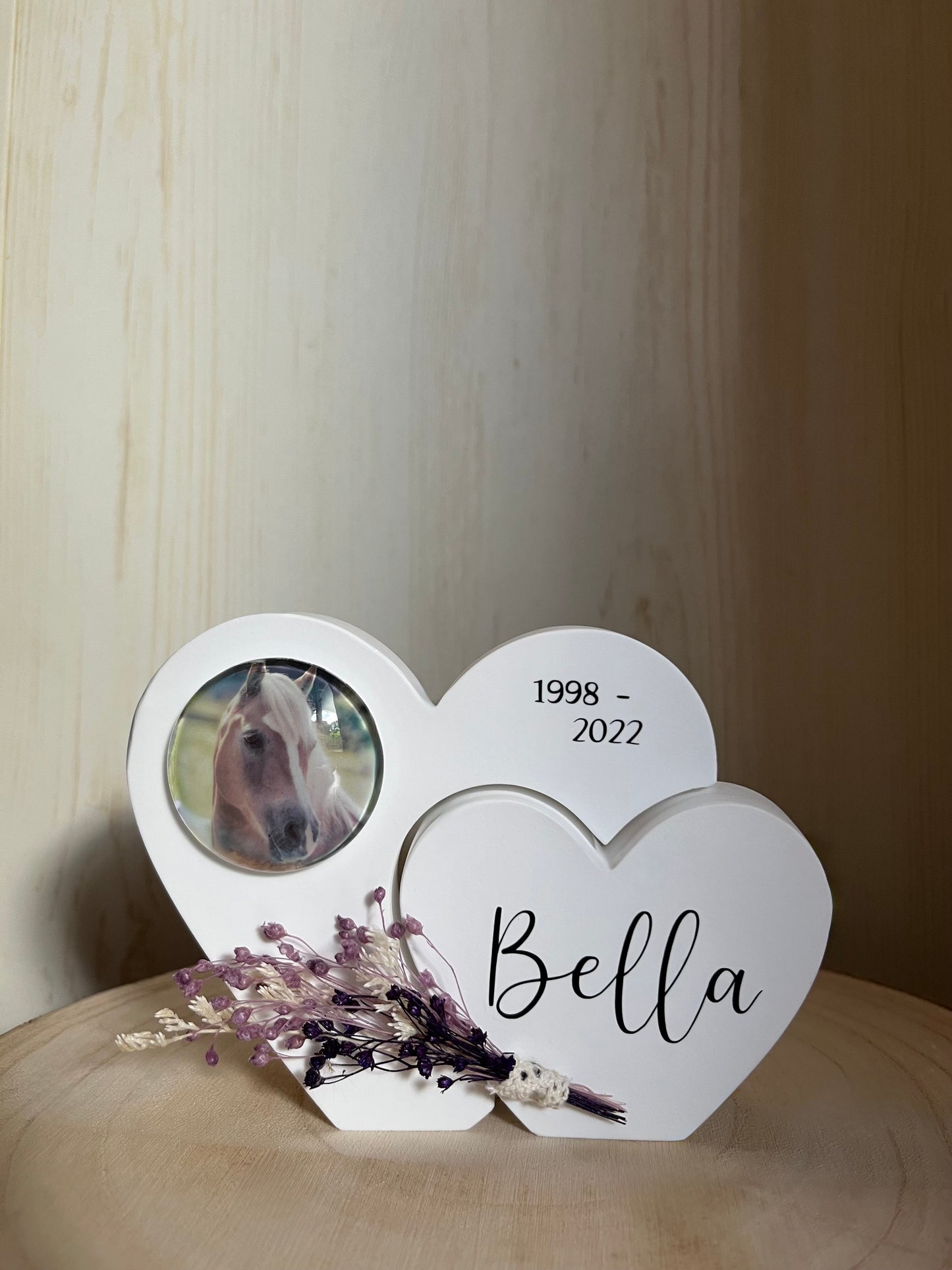 Herz mit Foto "Pferd" und Blumen