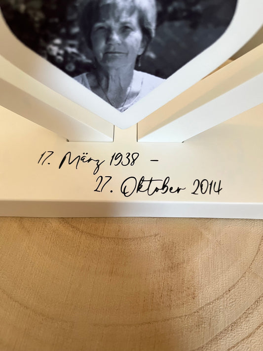 Trauerherz mit Foto, personalisiert
