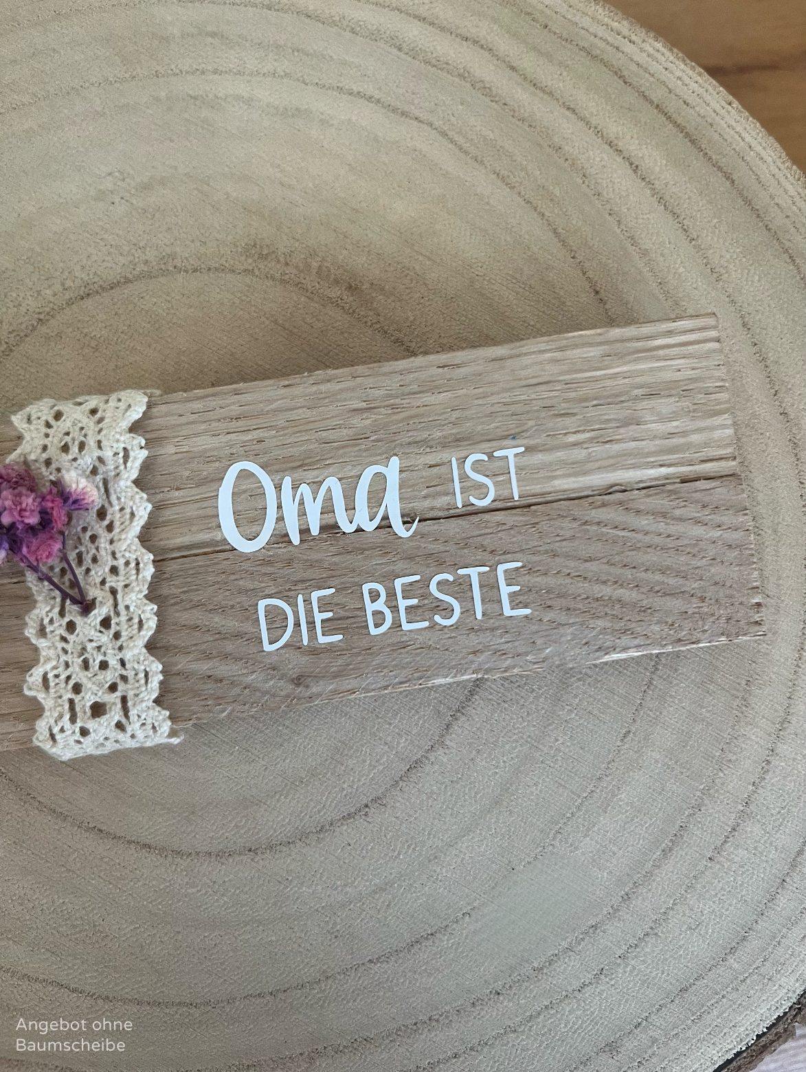 Rautenherz klein mit Klötzchenleiste, Dekorband und Blumenelement