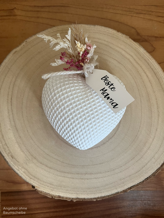 Rautenherz groß mit Band, Blumen und Textanhänger