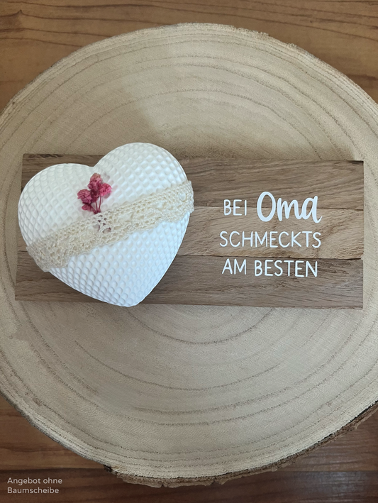 Rautenherz mittel mit Klötzchenleiste, Band und Blumenelement