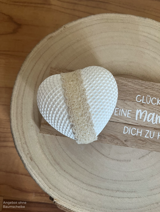 Rautenherz mittel mit Klötzchenleiste und Band