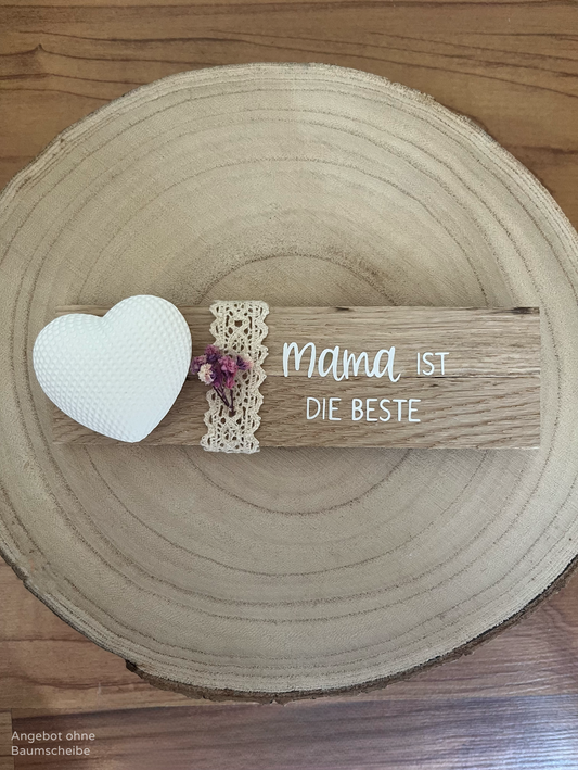 Rautenherz klein mit Klötzchenleiste, Dekorband und Blumenelement