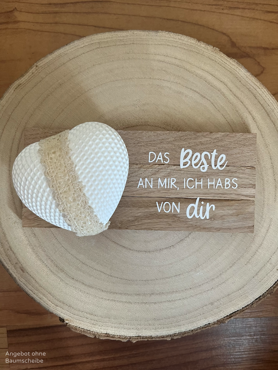 Rautenherz mittel mit Klötzchenleiste und Band