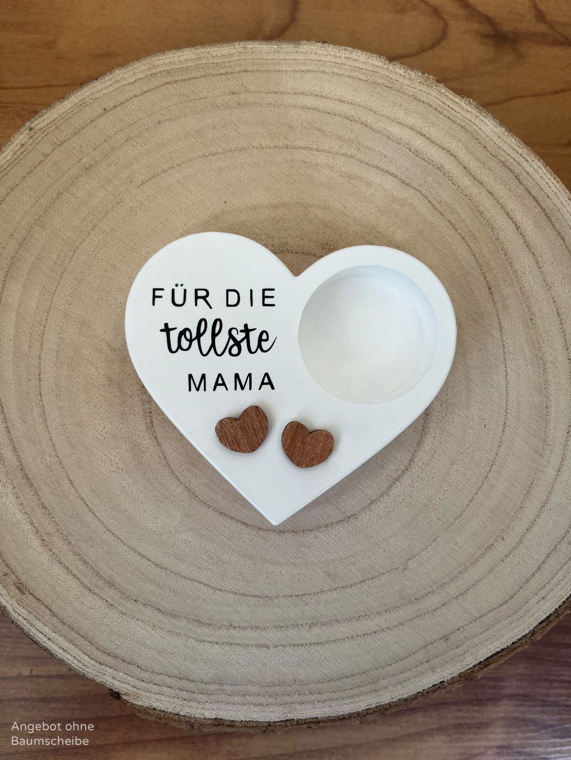 Herz für Teelicht mit Holzherzchen