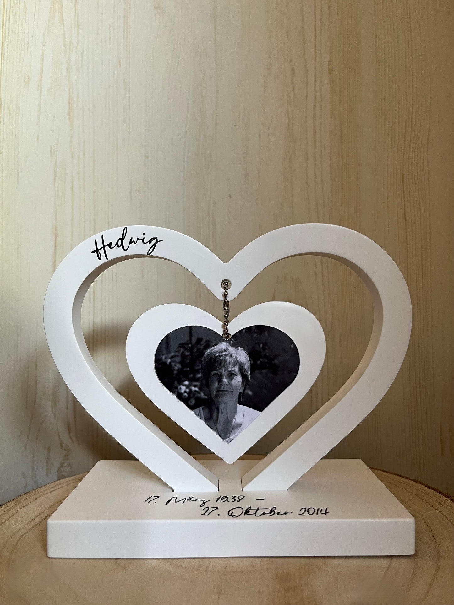 Trauerherz mit Foto, personalisiert