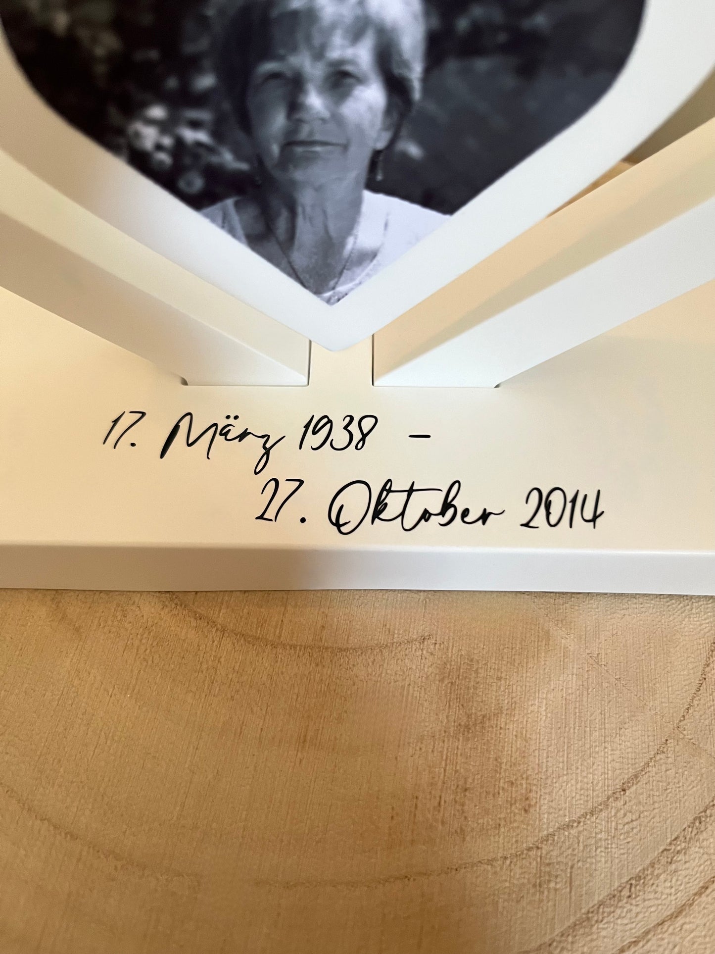 Trauerherz mit Foto, personalisiert