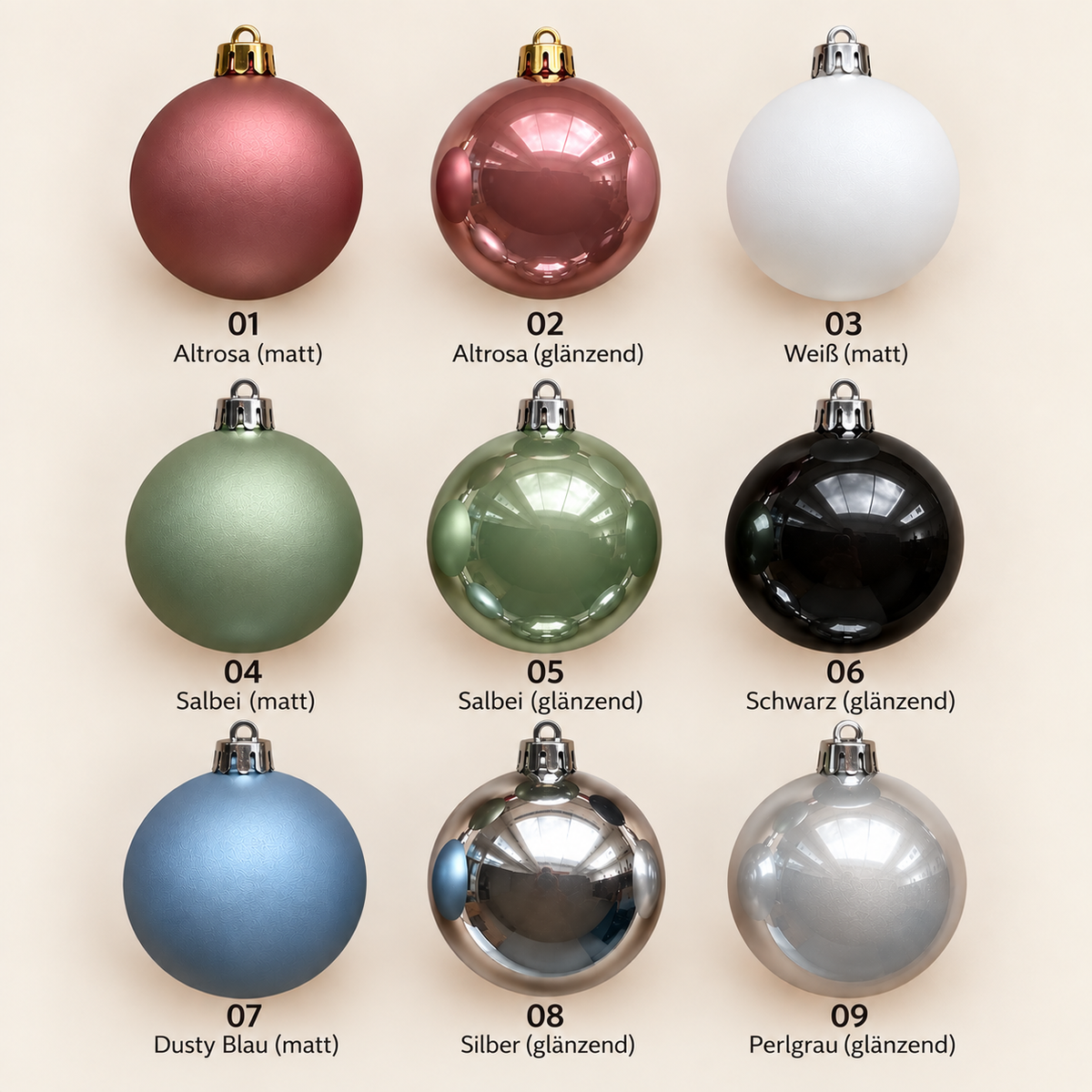 Farbauswahl der personalisierbaren Weihnachtskugel für ein individuelles Weihnachtsandenken an einen geliebten Menschen